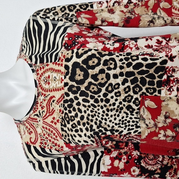 Multiples Multicolor Paisley Floral Animal Print Mobwife Bohemian Blouse Size S - Picture 2 of 11